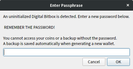 Enter a new password for the Digital Bitbox