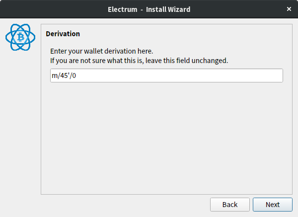 Enter your wallet derivation here