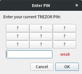 Enter your current TREZOR PIN